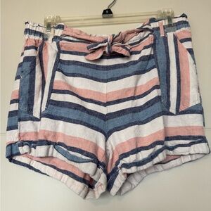 Jolt High Waist Pink and Blue Striped Shorts